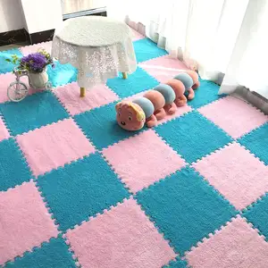 Fabrik Großhandel: 9 Stück. Baby Crawling <span class=keywords><strong>Interlocking</strong></span> Teppich Puzzle. 30x30 cm. Wasch bares buntes Plüsch-Teppich-Puzzle - Product Image 3