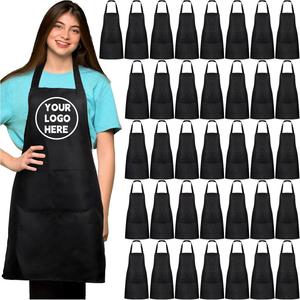 Delantales Negros Lisos Personalizados al por Mayor para Clases de Pintura, Regalos Promocionales Profesionales, Delantales de Manualidades Unisex Ajustables e Impermeables - Product Image 1