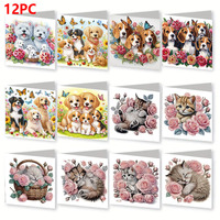 Cartes de vœux en diamant 5D, lot de 12, personnalisables, sur le thème du bricolage, avec outils complets pour des cadeaux artisanaux faits à la main