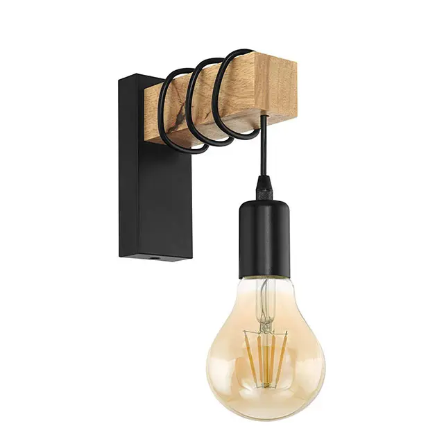 High Quality Corridor Wood Wall Sconce Lighting Indoor Vintage Minimalist Style E27 Wall Lamps