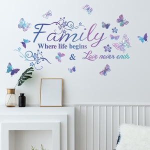 Notizie citazione della famiglia adesivo da parete bellissimi murales a farfalla soggiorno carta da parati decorativa autoadesivo TV sfondo decalcomanie - Product Image 5