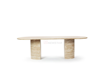 Table ovale italienne et moderne pour salle à manger meubles de restaurant table de salle à manger ensemble table à manger de luxe en travertin à surface polie