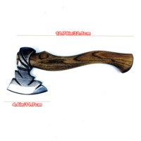 Hache de camping professionnelle à dos plat - Hachette en acier à haute teneur en carbone avec manche en bois de chêne carbonisé pour couper du bois et la survie