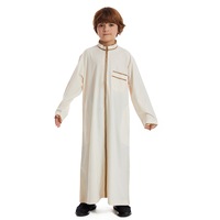 Tunique longue ethnique pour garçons, col montant, fermeture éclair sur le devant, multicolore, en polyester, caftan pour enfants, vente en gros, stock d'usine