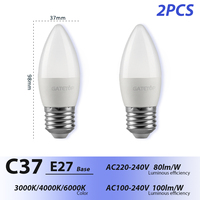 SKD Usine En Gros Matière Première LED C37 Ampoule Bougie Lampe AC220-240V 6W 520LM Blanc Chaud LED Lumière pour La Maison