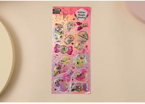 Pegatinas Brillantes con Efecto de Movimiento para Niños <span class=keywords><strong>WOWEI</strong></span>, Pegatinas con Efecto de Movimiento para Fiestas de Cumpleaños, Pegatinas Tridimensionales con Arena Fluida Dorada - Product Image 6