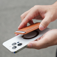 Dompet Harga Pabrik Minimalis Penyangga Ponsel Tempat Kartu Kredit Penutup Kancing Klip Magsafe Magnetik RFID Blocking Kulit PU