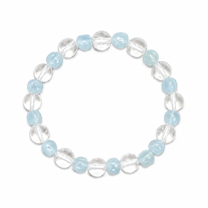 UM Jewelry Optimize Aquamarine (Irregular) and Clear Quartz Sea Salt & Ice <b>Beaded</b> <b>bracelet</b> Daily Wear Casual Stackable - Product Image 1