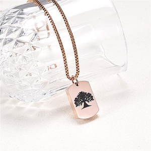 Collana con Ciondolo Urna Quadrata Ortodossa in Acciaio Inossidabile Placcato Oro Rosa, Incisa con Albero della Vita, Lusso Moderno Fatto a Mano, Eco-Friendly - Product Image 6