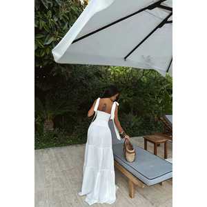 Vestido Largo Informal Blanco con Tirantes - Product Image 1