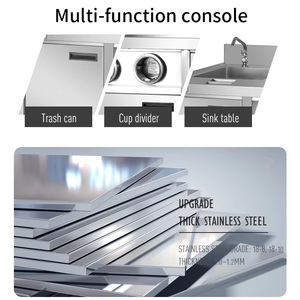 Stazione di lavoro commerciale in acciaio inox per ristoranti, caffetterie, <span class=keywords><strong>bar</strong></span> di bubble tea, banconi per tè al latte, <span class=keywords><strong>attrezzature</strong></span> per cucine e armadietti. - Product Image 2