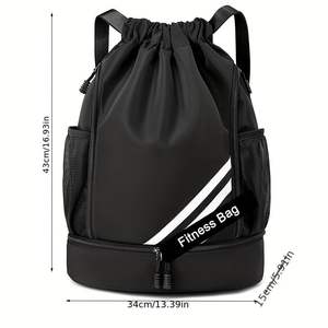 Sac à dos de plage en filet avec cordon de serrage et poche zippée, grand sac réfléchissant pour équipement de natation, palmes pour adultes, garçons et filles - Échantillon gratuit - Product Image 2