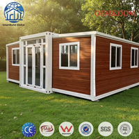 Maison conteneur extensible 2 chambres, mini-maison modulaire moderne, pod de glamping pour villa et complexe hôtelier