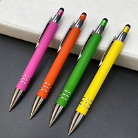 Stylo à bille avec pointe stylet, clip chromé, triple anneau, corps mat, écriture fluide pour tablette, téléphone et tâches de signature