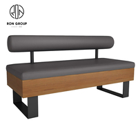 Table en bois massif ronde de café de restauration rapide design moderne banquette en cuir gris stand de meubles de restaurant commercial