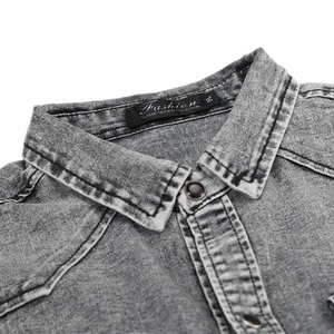 <span class=keywords><strong>Camicia</strong></span> in Denim moda da uomo 2021 <span class=keywords><strong>Jeans</strong></span> in cotone Slim Fit a manica lunga eleganti camicie da Cowboy lavate grigie top - Product Image 6