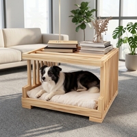Dongma Luxuriöses Indoor-Holz-Haustierbett mit Nachttischfunktion, Elegantes Wohnzimmermöbel mit Tiermuster, Hundebox aus Holzkonstruktion, Einfach zu Montieren