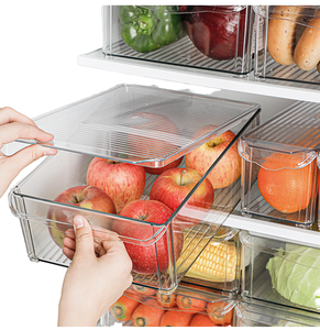 <span class=keywords><strong>Set</strong></span> di contenitori per frigorifero in acrilico personalizzato 8 pezzi per riporre cibo con dispensa rettangolare maniglia per frigorifero da cucina - Product Image 1