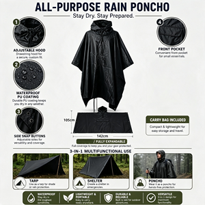 Impermeabile Tre-in-Uno per Escursionismo - Leggero in Poliestere per Campeggio, Alpinismo e Viaggi, Tenda Impermeabile per Escursioni e Campeggio - Product Image 5