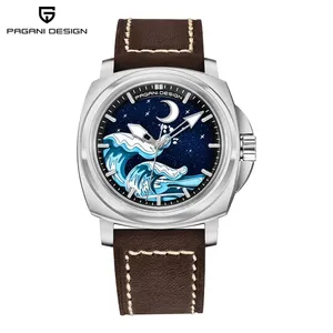 PAGANI DESIGN YS014 Mode Hommes Luxueux Montre Automatique <span class=keywords><strong>Saphir</strong></span> NH35A Acier Inoxydable <span class=keywords><strong>Cuir</strong></span> Étanche 10Bar Montre-Bracelet - Product Image 4