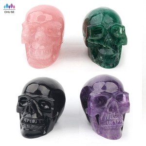 Hộp Sọ Tinh Thể Thạch Anh Trong Suốt Tự Nhiên Thủ Công Mỹ Nghệ Chạm Khắc Tùy Chỉnh Hộp Sọ Tinh Thể Thạch Anh Tím Rồng Fluorite - Product Image 1