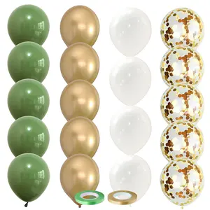 Amazon New 20PCS Vintage Avocado Grün Latex Ballon Bogen Set Pailletten Luftballons Dekorationen für Geburtstag Hochzeit Festival Szene