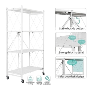 Carrito de Almacenamiento Multifuncional Extraíble, Carrito <span class=keywords><strong>con</strong></span> <span class=keywords><strong>Ruedas</strong></span>, Organizador de <span class=keywords><strong>Cocina</strong></span>, Estante Plegable <span class=keywords><strong>con</strong></span> <span class=keywords><strong>Ruedas</strong></span> - Product Image 2