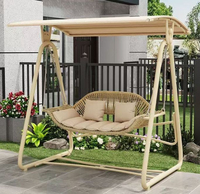 Chaise suspendue d'extérieur moderne en métal pour 2 personnes avec coussin à séchage rapide pour hôtel et parc
