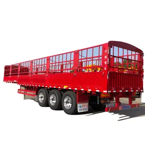 Basket Grid Trailer With Three Axles Fence Semi Truck Cargo Hauler Trailers Tri-axle Flower Grid Trailer