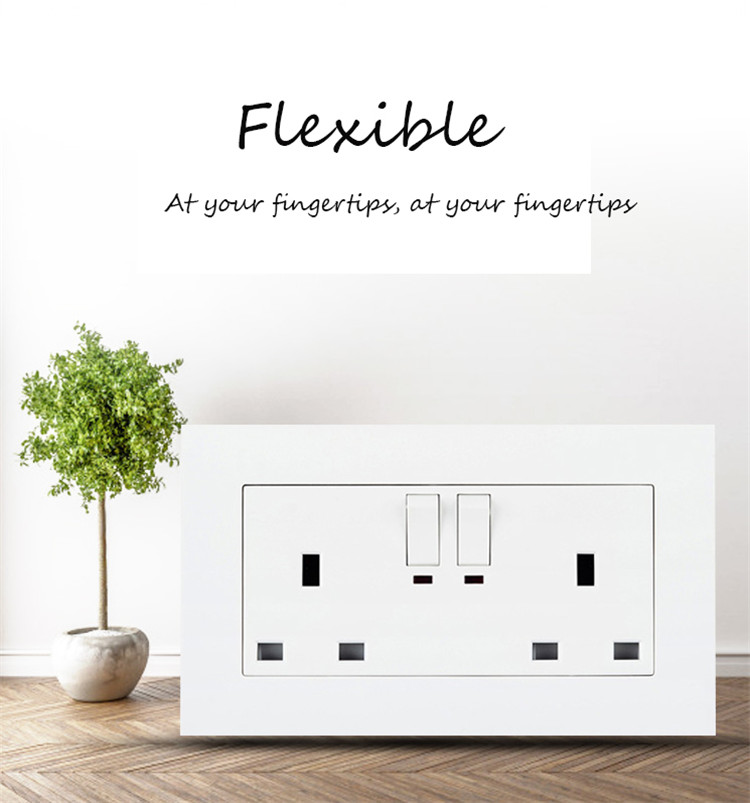 16A Type 86 British Panel Switch Concealed British Standard Wall Switch Socket 1 gang 2 gang 3 gang wall socket outlet