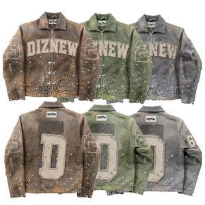 Jaket Denim DiZNEW 2025 Premium Heavyweight Denim dengan Cucian Vintage dan Efek Aplikasi Tangan dari Produsen Jaket Denim Pria - Product Image 1