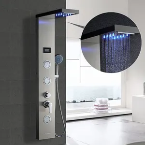 Led Modern 304 Roestvrij Staal Badkamer Massage Regenval Stoom Douche Kolom Panel Toren