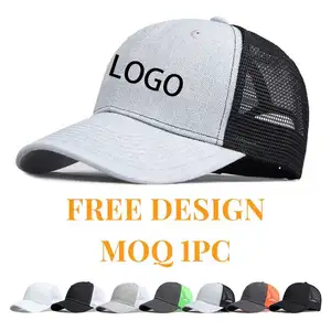 Vente en gros de chapeaux promotionnels en maille ajustables avec logo personnalisé, chapeau à 5 panneaux à sublimation, chapeaux de camionneur à visière