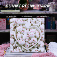 Charmes en résine en forme de tête de lapin artificielle mignonne, cabochon pour maison de poupée, remplissage de slime, bricolage, artisanat, décoration de coque de téléphone, décoration de réfrigérateur