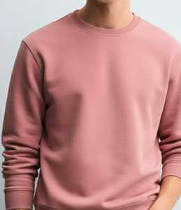 <b>Men's</b> Pink Polyester/Cotton Knitted Long Sleeve V-neck Solid Regular Fit Casual Breathable Pullover Sweatshirt - Product Image 2