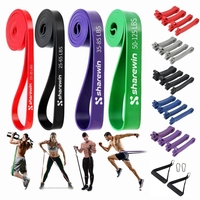 Juego de Bandas de Resistencia para Ejercicios de Fuerza, 4 Niveles, Látex Natural, Bandas de Resistencia Largas para Levantamiento de Pesas, Fisioterapia, Yoga