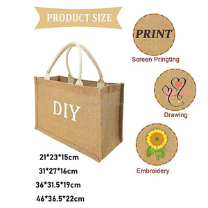Bolsas de Yute Natural Grandes con Asas y Logotipo Personalizado, Bolsas de Regalo en Blanco, Bolsas de Playa Reutilizables, Bolsas de Compras Personalizadas - Product Image 2