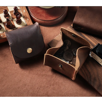 Porte-monnaie authentique, Portefeuille en cuir pour homme, Pochette de rangement pour écouteurs filaires, Mini sac de rangement, Organisateur de câbles en cuir