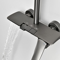 Ensemble de douche mural HONGDEC gris anthracite, 3 fonctions, kit de douche à effet pluie, mitigeur monocommande chaud/froid pour salle de bain