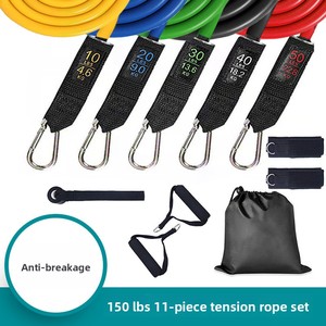 Set di 11 Fasce di Resistenza, Bande Elastiche Regolabili da 10-50LB <span class=keywords><strong>con</strong></span> Ancoraggio per Porta e Maniglie per Allenamento di Forza ed <span class=keywords><strong>Esercizi</strong></span> a Casa - Product Image 4