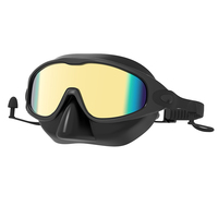 Masque de plongée HD étanche pour sports aquatiques, grande monture, avec protection du nez, en silicone, pour adultes, avec bouchons d'oreilles