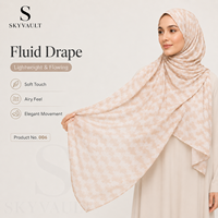 Nouvel arrivage : Hijab en modal ondulé à motif damier marron latte mat, résistant aux plis et fluide, pour femmes musulmanes