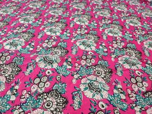 Tissu en coton biologique rose imprimé à la main motif floral léger et doux, tissé à la main, style indien, pour confection de robes et sacs, export Rajhans - Product Image 3