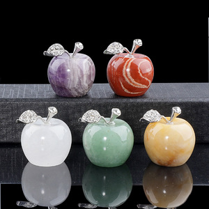 Adornos de Manzana de Piedra Natural de 30 mm, Regalo de Navidad, Decoración de Escritorio para Nochebuena, Cristal de Ágata Pulido - Product Image 1