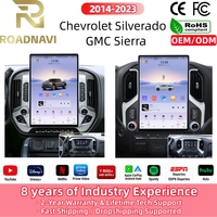 Écran double système RoadNavi 15,6 pouces, navigation Android pour Chevrolet Silverado GMC 2014-2023, vidéo multimédia, CarPlay sans fil, GPS