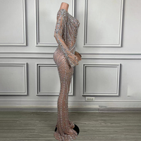 Robe de soirée élégante pour femme 2024, robe de soirée élégante à manches longues, robe de soirée luxueuse en cristal pour femme