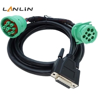 Cable Divisor en Y DB15 a Tipo 2 Verde J1939 Macho y Hembra, Cable de Extensión Divisor en Y para Bus CAN, para Dispositivos ELD de Camiones Pesados