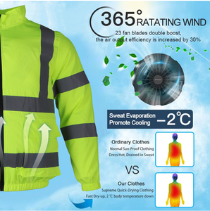 3 Fans Hi Vis Air Conditioned Fan Cooling <strong>Jacket</strong> Electric <strong>Smart</strong> 5V Rechargeable Battery Work <strong>Jacket</strong> - Product Image 5