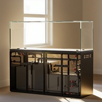 Aquarium pour Arowana en verre ultra-blanc avec fond noir, filtre intégré, support coulissant, double séparation sec-humide, sans tuyauterie