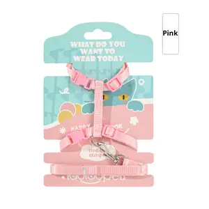 Diskon besar Set tali kekang kucing warna polos, tali kekang nilon kecil untuk anak anjing kucing - Product Image 6